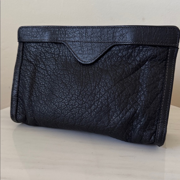 Vintage Carlos Falchi Buffalo Clutch Bag, Black Leather - Picture 4 of 13